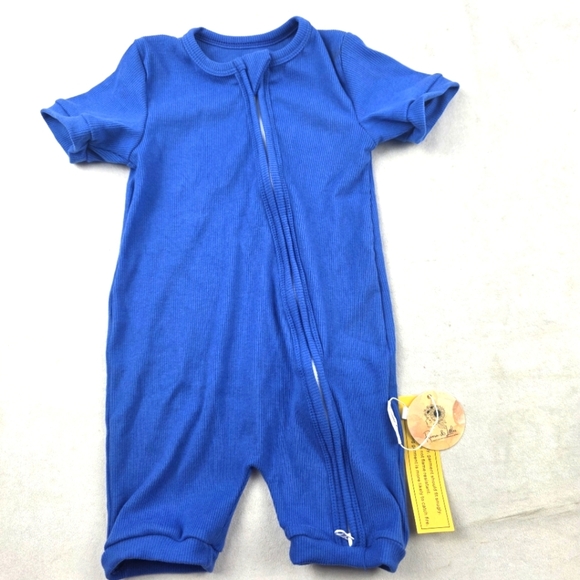 NWT Rivera & Littles Blue Ribbed Shorty Zippy Short Zippered Romper 12-18 Months - Picture 1 of 5